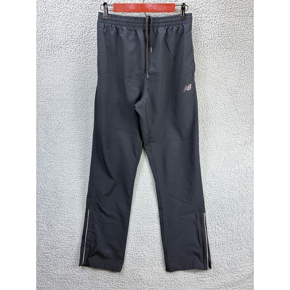 New Balance Reflective Ankle Zip Track Pants Mens M Black Activewear Running Fit